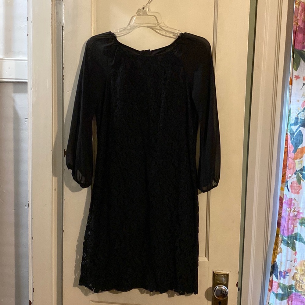 Black lace mini dress